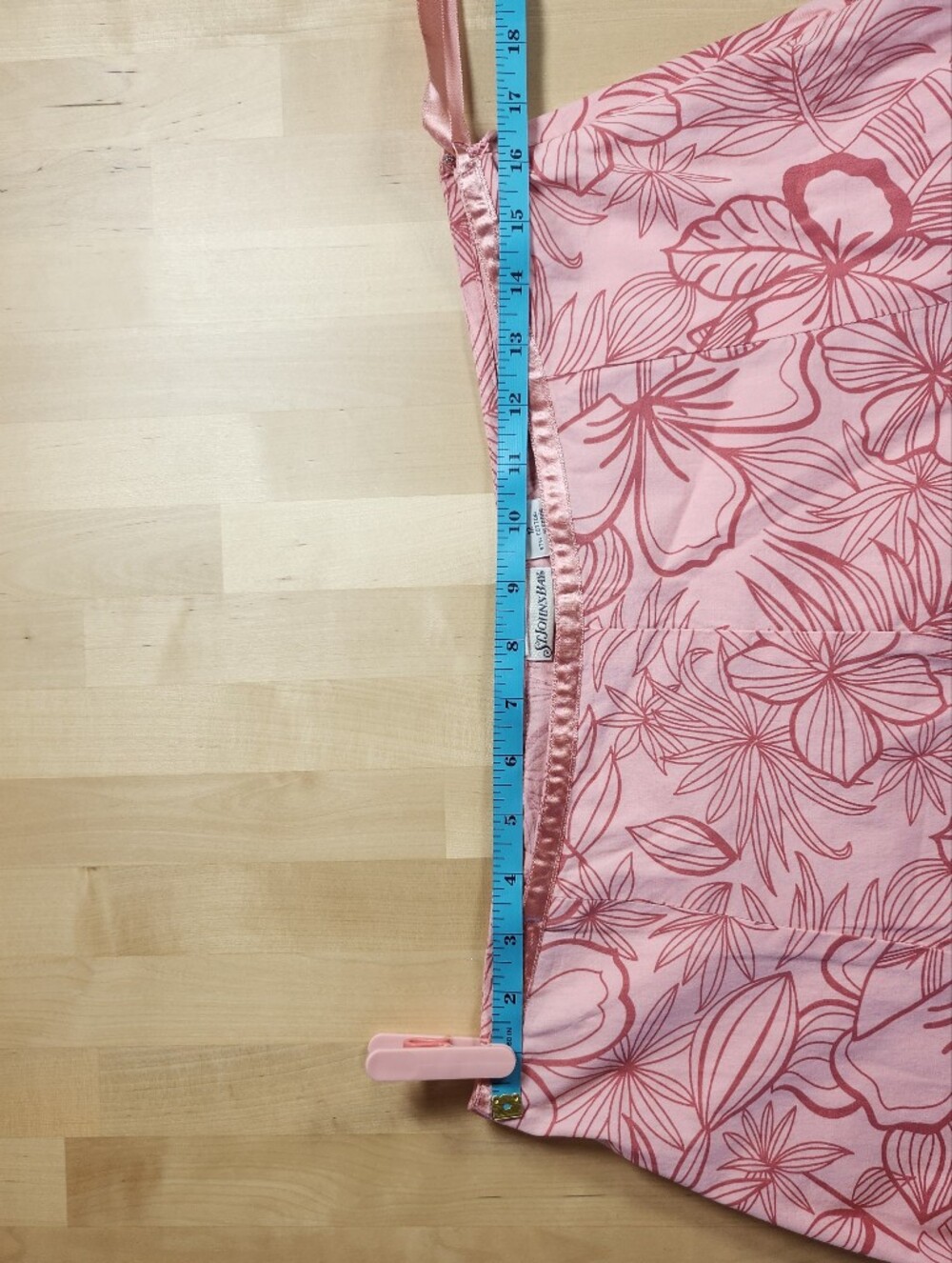 Y2K St. John's Bay Ribbon Bow Coral Pink Floral Hibiscus Skirt Sz 12 - Picture 5 of 5